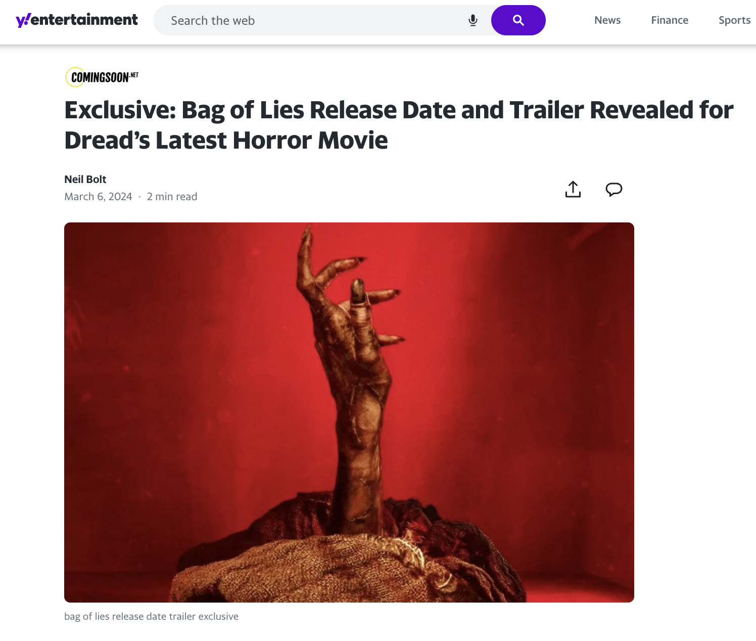 Exclusive: Bag of Lies Release Date and Trailer Revealed for Dread’s Latest Horror Movie